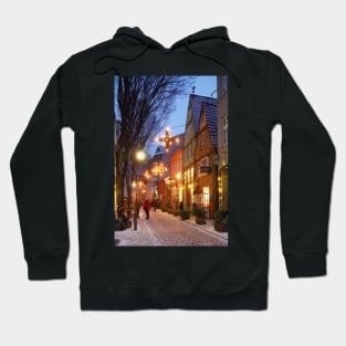 Schnoorviertel in winter with Christmas lights, Bremen, Germany Hoodie